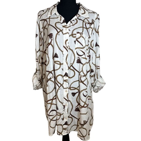 Intro Shirt Dress Women's Size Large NWT Horse Bridle Equesterian Cowgirl Rodeo - Picture 9 of 16